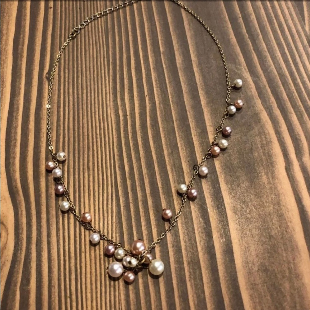 Gold Necklace with Pearls in cream and rose gold shades